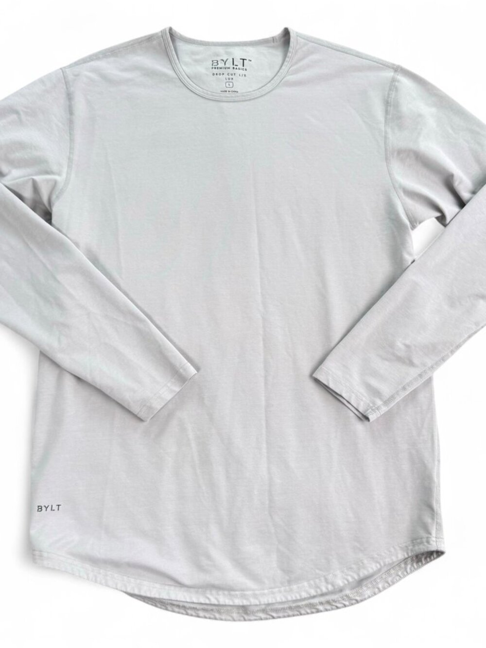 BYLT Drop Cut L/S Lux Long Sleeve T-Shirt Men's L Gray Cotton